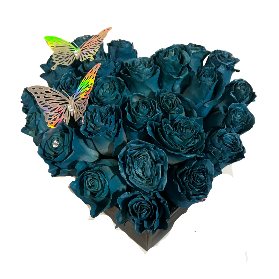 Blue Roses Heart Box